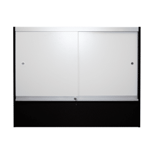 Retail Display Case 48” Black Full Vision featuring tempered glass shelves, plunger lock, and a sleek design.