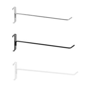 white, black, and chrome gridwall hooks