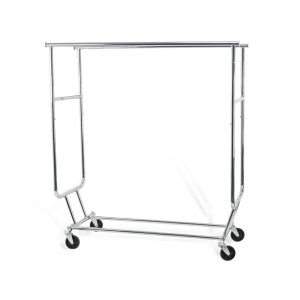 double rod adjustable chrome clothing rack on wheels