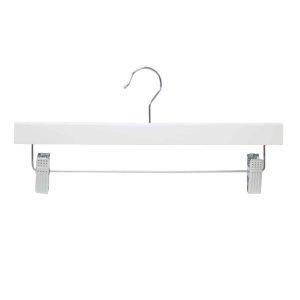 White Wood Hangers | 14" for Pants & Skirts - 100 Pack