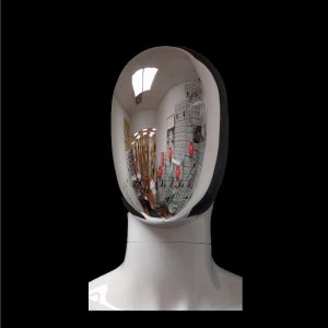Male Abstract Glossy Chrome Mannequin Head for Proteus (Loki)