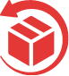 Box Icon with Reverse Arrow in Circle Representing Hassle-Free Returns Guarantee