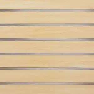 Maple Slatwall Panel 3" Grooves with Metal Inserts Closeup