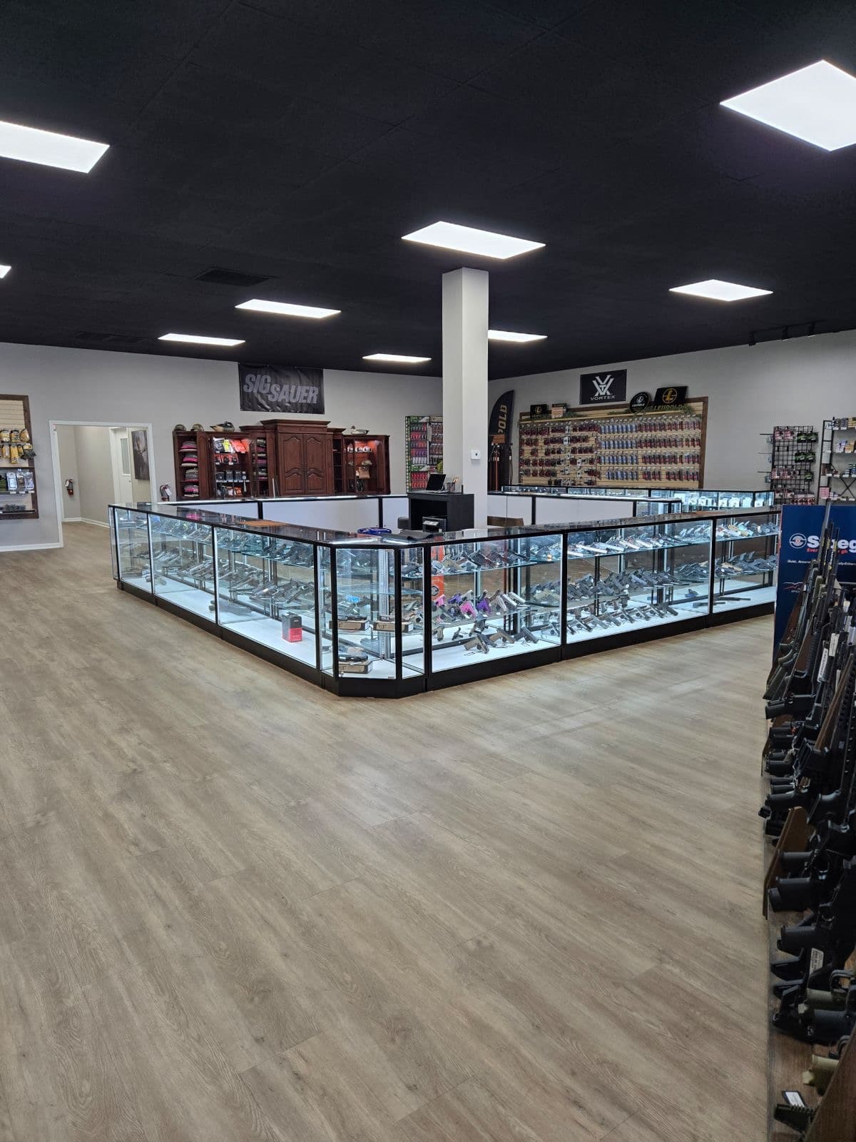 Gun Display Cases in Gun Store