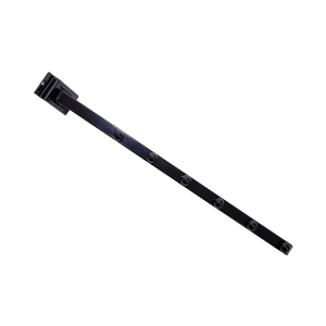 Black slatwall square tube waterfall faceout with 6 ball stops for displaying garments on hangers.