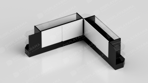Retail Display Case Set - 48" Black Full Vision (2x Counters, 3x Corners) Back Side