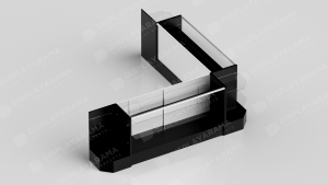 Retail Display Case Set - 48" Black Full Vision (2x Counters, 3x Corners) Left Corner