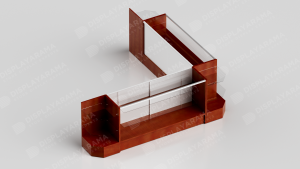 Cherry Retail Display Case Set – 48″ Full Vision (2x Display Cases, 3x Corners) Front Left Corner
