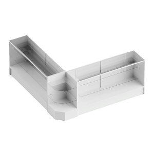 White Retail Display Case Set – 48″ Full Vision (2x Counter, 1x Corners)
