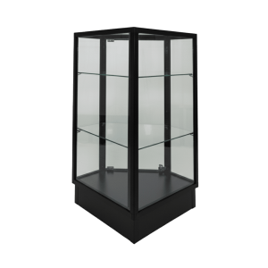 Black Glass Corner Display Case with LED Lights