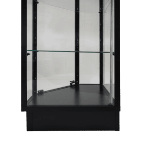 Black Glass Corner Display Case with LED Lights