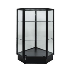 Black Glass Corner Display Case with LED Lights