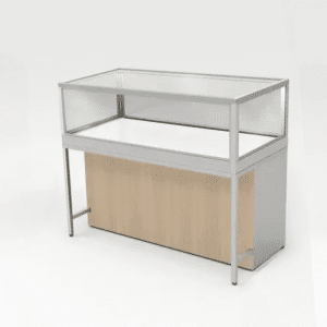 Raw Oak Front Privacy Panel for Glass Jewelry Display Case
