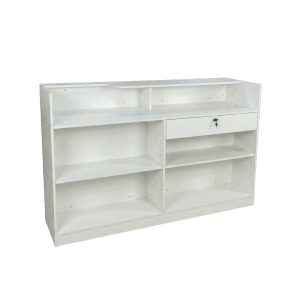 White Checkout Counter with Display Case Front - 48"