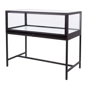 Matte Black Glass Jewelry Display Case