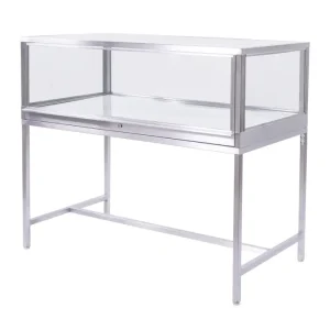 Satin Chrome Glass Jewelry Display Case