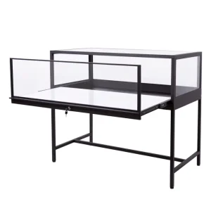 Matte Black Glass Jewelry Display Case