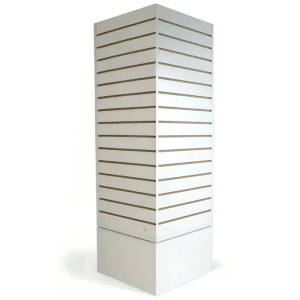 White Rotating Cube Slatwall Merchandiser