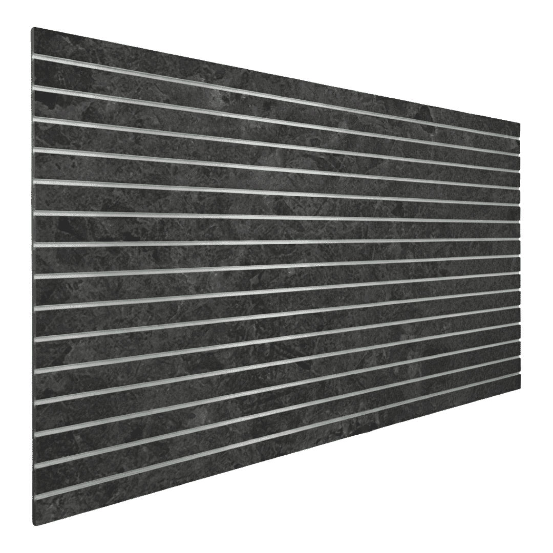 Black Shalestone slatwall finish