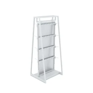 Gloss White 24" Double-Sided Floor Merchandiser with Display Hooks