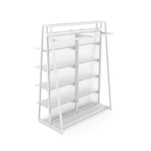 Gloss White 48" Floor Merchandiser Extended Hanging & Shelving Kit