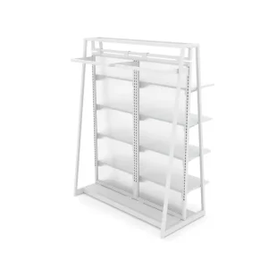 Gloss White 48" Floor Merchandiser Extended Hanging & Shelving Kit