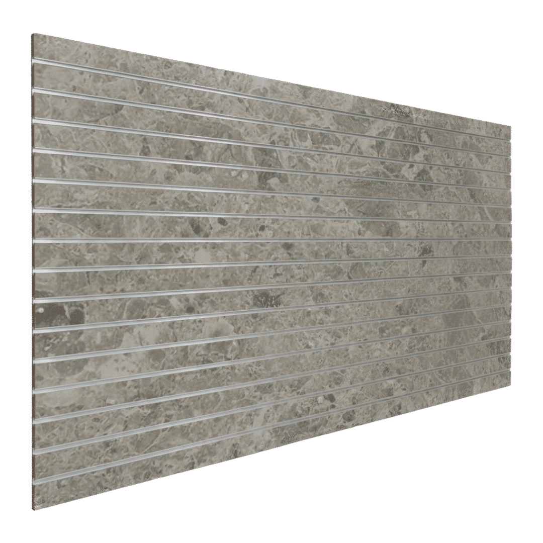 Silver Shalestone slatwall finish