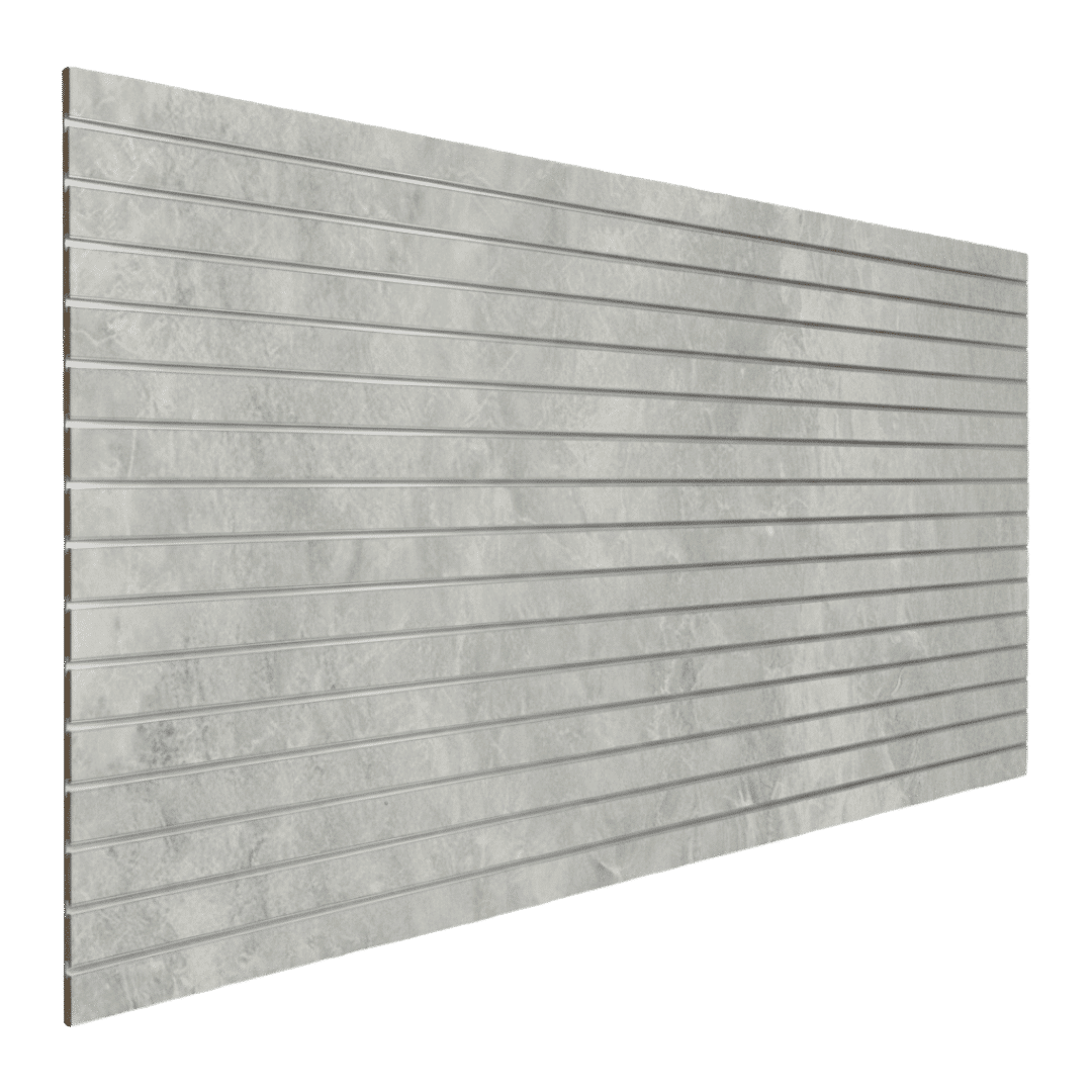 White Bardiglio slatwall finish