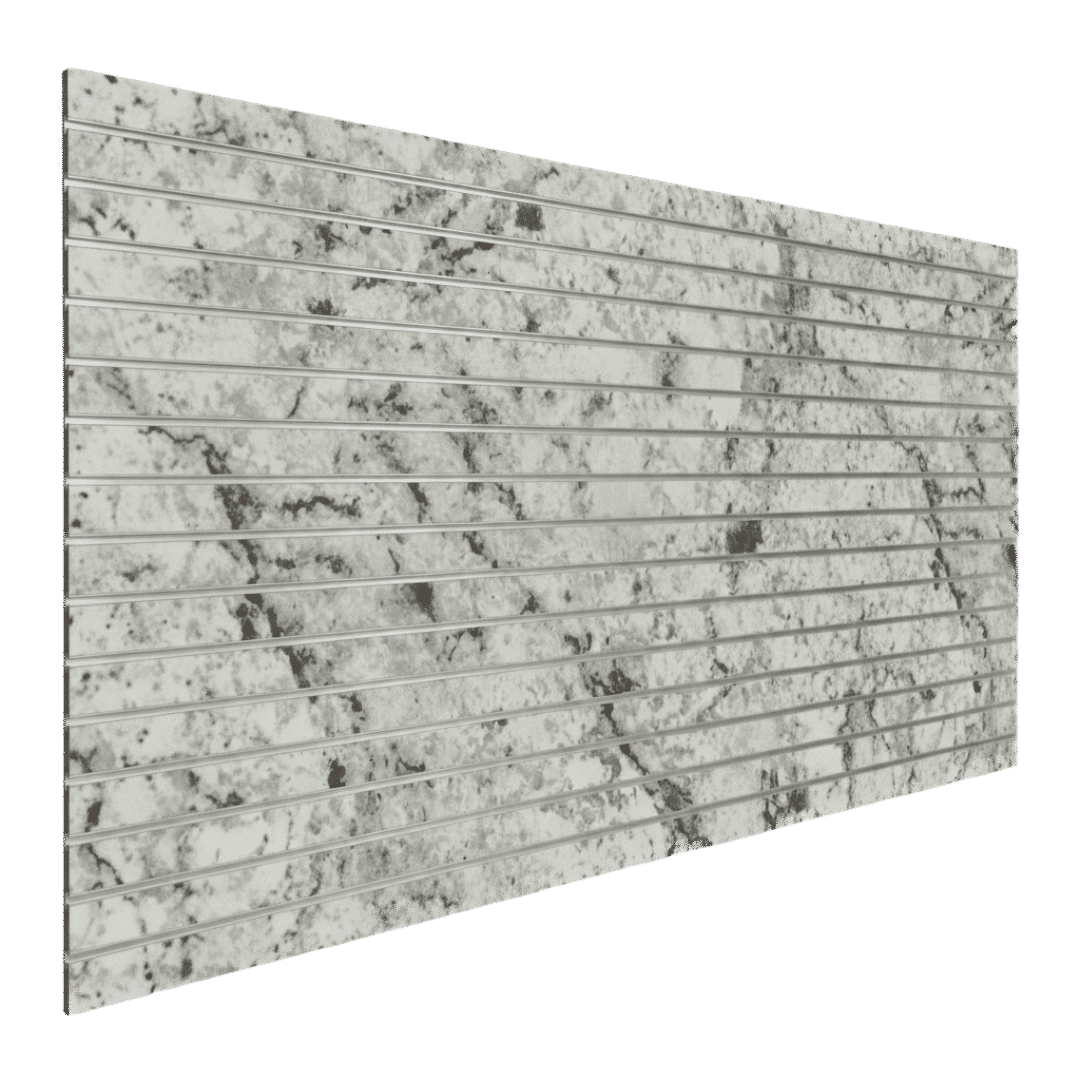 White Ice Granite slatwall finish