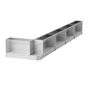 48″ White Full Vision Display Case Set - (5x Display Cases, 1x Corner)
