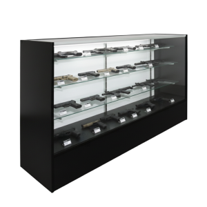 Firearms being displayed in a 70 Inch Black Gun Display Case