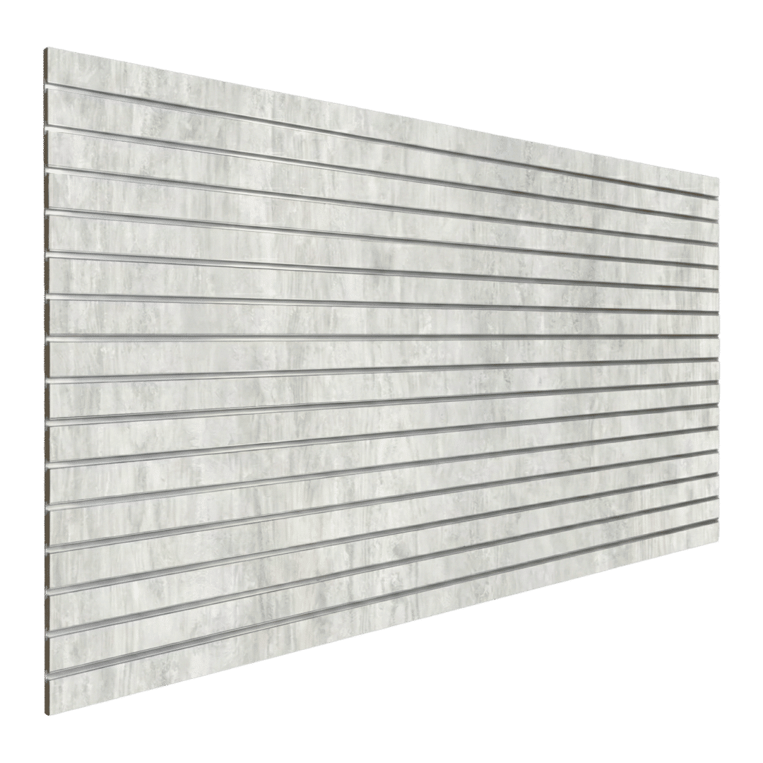 White Cement slatwall finish