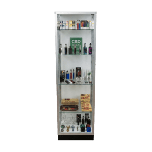 65" Silver Smoke Shop Tower Display Case