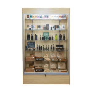 78" Maple Smoke Shop Wall Display Case | Full Vision