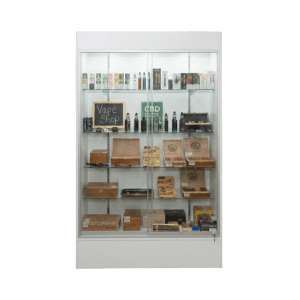 78" White Smoke Shop Wall Display Case | Full Vision