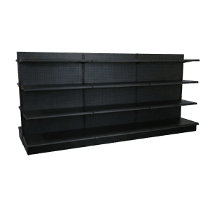 Lozier Black Double Sided Gondola Shelving Starter Unit | 3 Sections & 3 Rows | 108″W x 16″D x 54″H