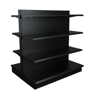 Lozier Black Double Sided Gondola Shelving Starter Unit | 6 Shelves | 36″W x 16″D x 54″H