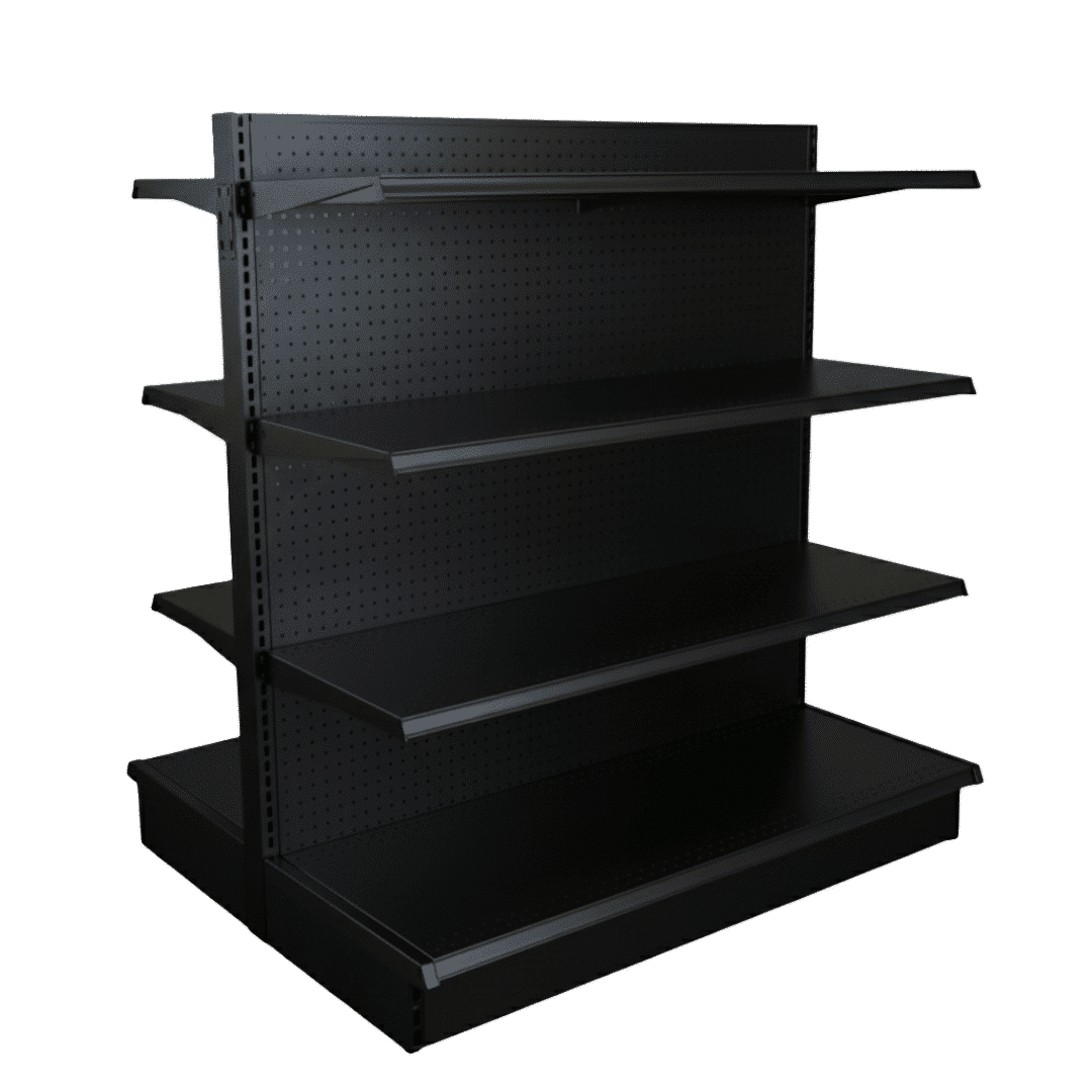 Black Double Sided Gondola Shelving Starter Unit | 6 Shelves | Madix Compatible | 48″W x 16″D x 54″H