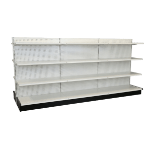 White Double Sided Gondola Shelving Starter Unit | 3 Sections & 3 Rows | Madix Compatible | 144"W x 16"D x 54"H