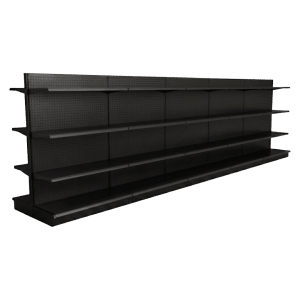 Black Double Sided Gondola Shelving Starter Unit | 5 Sections & 3 Rows | Madix Compatible | 240"W x 16"D x 54"H