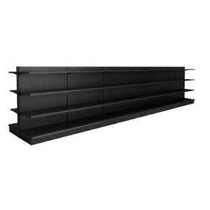 Black Double Sided Gondola Shelving Starter Unit | 6 Sections & 3 Rows | Madix Compatible | 288"W x 16"D x 54"H