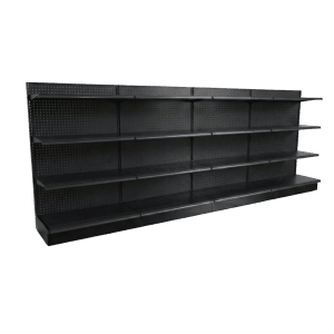Black Gondola Wall Shelving Starter Unit | 4 Sections & 3 Rows | Madix Compatible | 192"W x 16"D x 54"H