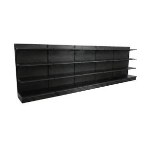 Black Gondola Wall Shelving Starter Unit | 5 Sections & 3 Rows | Madix Compatible | 240"W x 16"D x 54"H