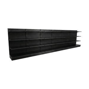 Black Gondola Wall Shelving Starter Unit | 7 Sections & 4 Rows | Madix Compatible | 336"W x 16"D x 72"H