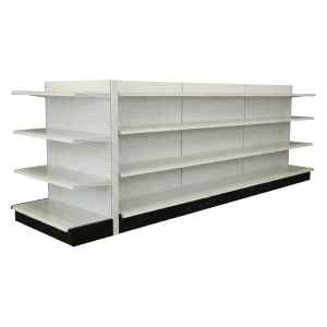 Lozier White Double Sided Gondola Shelving Starter Unit | 3 Sections & 3 Rows With 1 End Cap | 160"W x 16" x 54"H