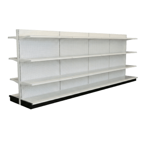 White Double Sided Gondola Shelving Starter Unit | 4 Sections & 3 Rows | Madix Compatible | 192"W x 16"D x 54"H