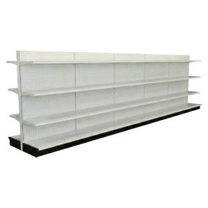 White Double Sided Gondola Shelving Starter Unit | 5 Sections & 3 Rows | Madix Compatible | 240"W x 16"D x 54"H