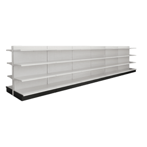 White Double Sided Gondola Shelving Starter Unit | 6 Sections & 3 Rows | Madix Compatible | 288"W x 16"D x 54"H