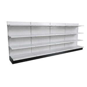 Lozier White Gondola Wall Shelving Starter Unit | 4 Sections & 3 Rows | 192"W x 16"D x 54"H