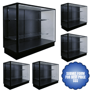 48" Black Extra Vision Wholesale Display Cases | Black Back